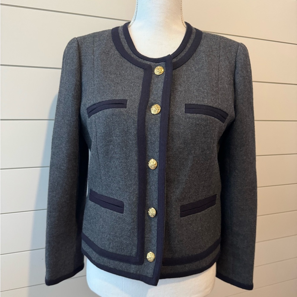 J. Crew Gray Blazer with Gold Buttons